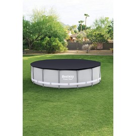 Bestway 58356E Round 20-Foot Debris Pool Cover for Above Ground Pro Frame Pools with Drain Holes and Tie-Down Ropes, (Pool Not Included)