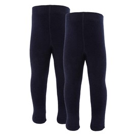 EWERS Pack of 2 Baby Tights for Girls and Boys, Made in Europe, Tights 98% Cotton, Plain Basic Double Pack, navy