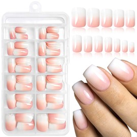 Loveourhome 144pc Ombre Square Press on Nails Short Fake Nails with Glue Tabs, Short Glue on Nails Ombre Acrylic Nails Press on Nails Short False Nails Artificial Fingernails Women Stick on Nails