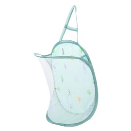 OHPHCALL Folding Bathroom Clothes Storage Basket Wall Mounted Portable Organizing for Daily Clothing Multifunctional Design Collapsible for Spacious Green Mesh Style