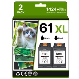 61XL Black Ink Cartridge Replacement for HP 61XL Ink Combo Pack Work with HP Envy 5530 3510 4500 4635 4630 5535 2540 4502 3050 1510 4632 4501 2542 2514 3050a 4610 Printer (2 Pack)