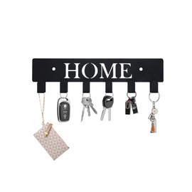 YAYANGATMG Key Holder for Wall Mounted Hanger with 6 Hooks, Metal Key Organizer Wall Decorative for Entryway, Front Door, Hallway, Kitchen, Office, Key Hooks for Car key, Door key., Black