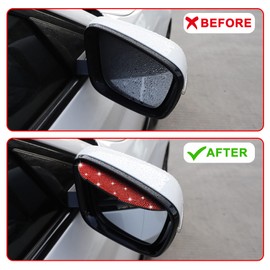 TOMALL Car Rear View Mirror Rain Eyebrows Bling Rain Visor Guard Cryastal Rear Visor Rainproof Diamond-inlaid Car Side Mirror Rain Visor 2pcs Universal Decoration for Car, Truck, SUV(Red)