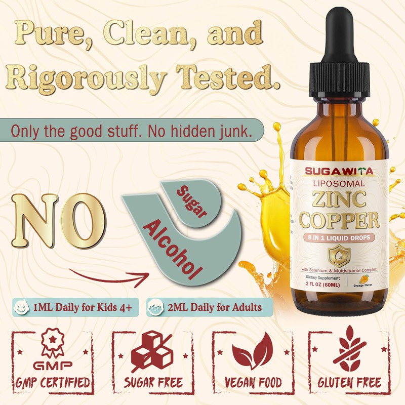 Zinc and Copper Supplements Zinc Picolinate 50mg Liquid Drop for