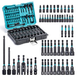 LIBRATON 54PCS Magnetic Nut Driver Set, Impact Drill Driver Bit 1/4", Metric & SAE Nut Driver for Impact Drill, Socket Adapters, Screwdriver Bits, Quick-Release Extension, Wing Nut Driver, Storage Box