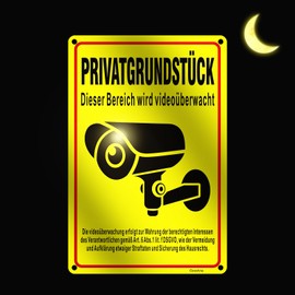 Private property sign, 20 x 30 cm, A4 small aluminium with holes, DSGVO, sign video surveillance with drill holes, this area will be video surveillance sign, waterproof and reflective, indoor and