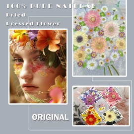 MIKIYA 106Pcs Big Dried Pressed Flowers for Resin, Assorted Real Natural Bulk Dry Floral Leaves for DIY Art Crafts, Epoxy Molds, Jewelry, Soap, Candle Making, Nails Decors