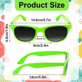 NEBURORA 12 Pack Green Neon Sunglasses Bulk Retro Colorful Party Glasses for Adult Men Women Birthday Wedding Summer Beach Pool Party Supplies