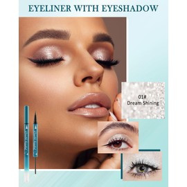 Double Ended Eyeliner Pen Quick Dry Waterproof Long Lasting Shimmer Eye Makeup High Pigmented Glitter Liquid