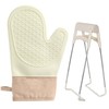2 Stück Backhandschuhe Ofenhandschuhe Silikon,Ofenhandschuhe Hitzebeständig mit Edelstahl Schüssel Clip,Topflappen
