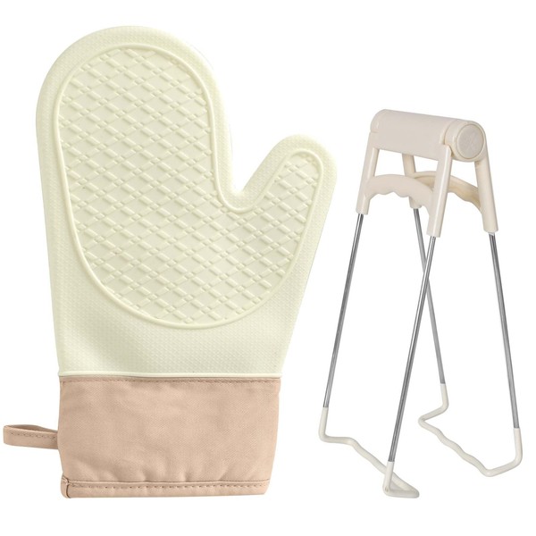 2 Stück Backhandschuhe Ofenhandschuhe Silikon,Ofenhandschuhe Hitzebeständig mit Edelstahl Schüssel Clip,Topflappen
