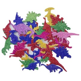 GSHLLO 50G Glitter Dinosaur Foam Stickers Self Adhesive Dinosaurs Small Cute Foam Stickers Colorful Animal Art Stickers Shapes Craft Stickers for Decoration