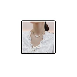 Dishowme Pearl Rose Flower Necklace Crystal Butterfly Choker Necklace Chain French Rhinestone Faux Pearl Beads Collar Jewelry for Women (White)