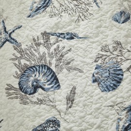Brandream Blue Nautical Seashell Quilt Cotton Quilted Throw Blanket for Bed Couch Daybed 47 X 60 Inch Decorative Blankets