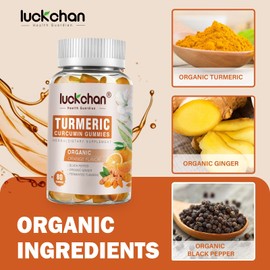 Turmeric and Ginger Gummies (2 Pack) - Turmeric Curcumin with Black Pepper & Ginger Supplements for Immune Support Healthy Skin - Vegan Curcumin Gummies for Adults - Gluten Free, Low Sugar