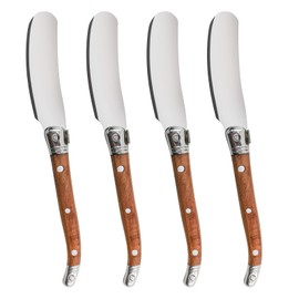 VANRA Butter Spreader Knife Set 4-Piece Stainless Steel Cheese Knife Set Small with Rose Wood Handle for Sandwich Jam Bread Cream Canape Appetizer Knives Spatula 6.2-inch