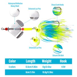 5 Stück Chatterbait Barsch,Chatterbait Hecht,Spinnerbait,Barschköder,Angelköder,Spinner Angeln