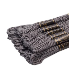 UMC STAG Pack of 12 Premium Embroidery Thread | 100% Egyptian Cotton Premium Skeins | Cross Stitch Embroidery Floss | Oeko TEX Certified Stranded Cotton | Ideal for Arts & Craft (Pewter Gray 400)