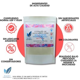 Colageno Hidolizado + Citrato de Magnesio + Biotina Bolsa con 1 Kg calidad premium.