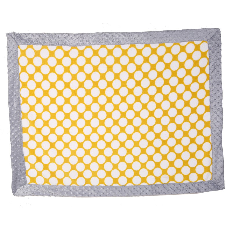 Bacati Dots/Pinstripes Grey/Yellow Blanket