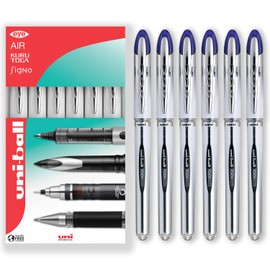 uni-ball Vision Elite UB-200 Rollerball Pen - 0.8mm Tip - Medium Tip - Blue Ink - Gift Boxed - Pack of 6