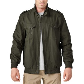 TACVASEN Mens Cargo Jacket Cotton Army Outwear Windbreaker Coat Green, XL