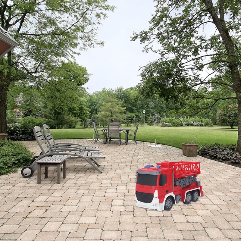 RC Remote Control Fire Truck Lift Toy Rechargeable Fire Lift