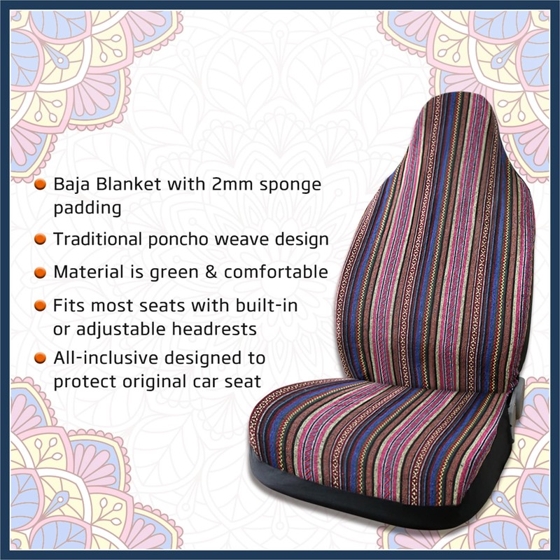 INFINAUTO Universal Multicolor Vivid Baja Bucket Seat Cover for Auto