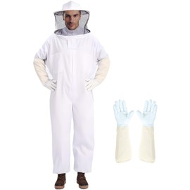Professional Bee Suit for Men & Women Sting Proof, Round Veil Beekeeping Suits with Glove, Vented Beekeeper Suit for Backyard, Adult Bee Suits for Apiarist Work, (XXL for 5'11''-6'3'')