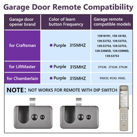 2 for Craftsman/liftmaster/Chamberlain 315 Garage Door Remote 370LM 374LM KLIK1U 139.53753 13918191 Purple Button only (2006-2013)