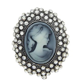 Lady Beauty Cameo Brooch Vintage Silver Tone Portrait Brooch Pins for Women Victorian Jewelry Crystal Rhinestone Brooches for Hat Scarf Collar Lapel Handbags Shawls for Christmas (silver)