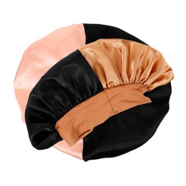 Outanaya Stylish Wide-brim Colorblock Elastic Sleeping Cap Protective Bonnet for Braids Breathable Material 2 Pieces