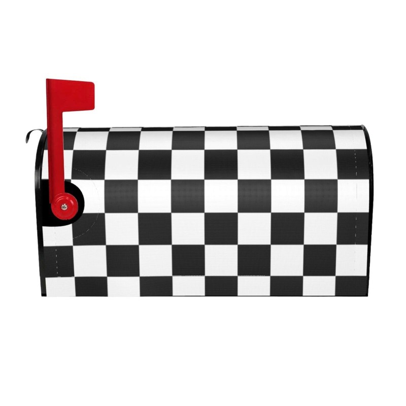 Abucaky Black and White Checkered Mailbox Cover Magnetic Racing Checkerboard