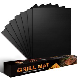 bbq grill mats for outdoor grill 100% Non-Stick Grill Mats&Baking Mats, Heavy Duty,Reusable and Easy to Clean for Gas, Charcoal, Electric Gril -15.75 x 13Inch Set of 7