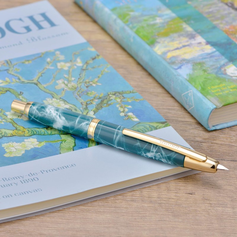 Jinhao 10 Capless Fountain Pen with Box, Marble Blue Retractable