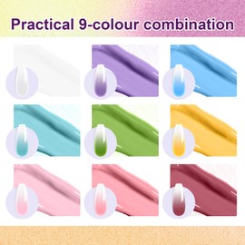 U-Shinein Gradient Painting Gel, 9 Colors Ombre Gel Nail Polish with 9Pcs Big Nail Sponges Sponging for Ombre Nails Aura Nails French Manicure Soak Off UV G
