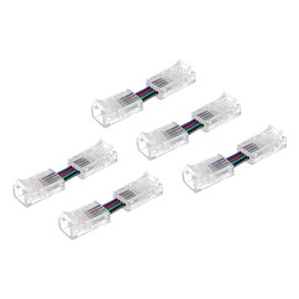 MECCANIXITY 4-Pin RGB LED Light Strip Connectors, 8mm Solderless Adapter Terminal Extension Connector for 5050 4 Conductor RGB LED Strips H Shape Connector, Pack of 5