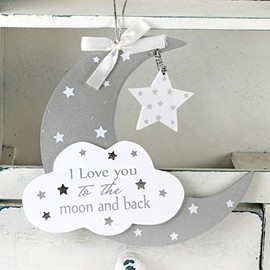 Baby Sentiment Hanging Plaque Love You To The Moon and Back