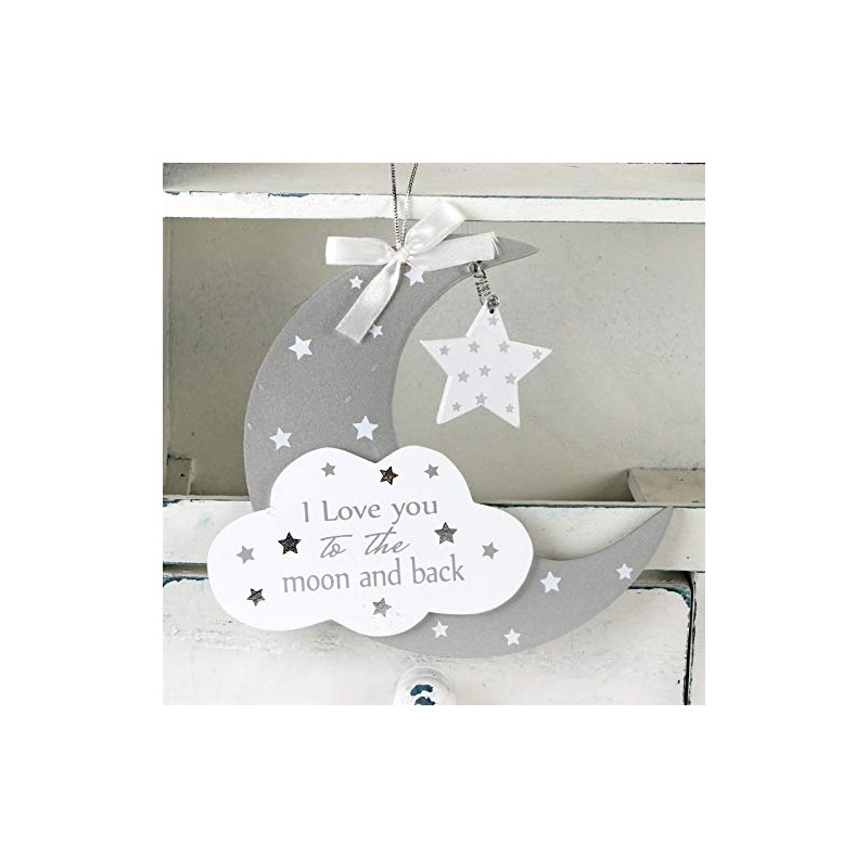 Baby Sentiment Hanging Plaque Love You To The Moon and