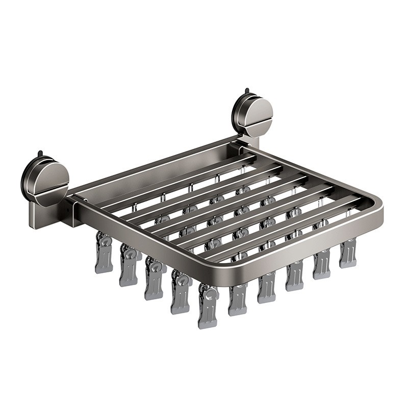 Suction Cup Clothes Drying Rack with Clips – Foldable Hanger