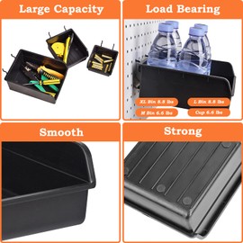 G.CORE 12-Pack Pegboard Bins & Cups Pegboard Accessories for 1/8 inch and 1/4 inch Pegboard Wall Organizer, Peg Board Accessories for Craft Room Hobby Supplies, Garage Storage Tools & Small Parts