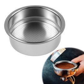 51mm Pressurized Filter Basket 2 Cups Stainless Steel for Espresso Semi-Automatic Coffee Machine, Double Layer Portafilter for Americano Cappuccino Barista