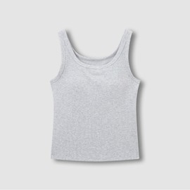 JAJU [JAJU] Women's Cotton Rib Tank Bra Camisole_Melange Grey