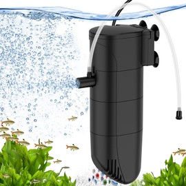 fishkeeper Submersible Aquarium Filter, 186GPH 4-Stage Fish Tank Filter Adjustable Air Flow Powerful Internal Filter for 25-45 Gallon Tank with Filtration Oxygenation Circulation (13W)