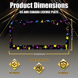 Psychedelic Stars License Plate Frame Colorful Galaxy License Plate Holder Stainless Steel Front and Rear Car Tags Auto Parts Funny License Plate Decoration with Screws for Men Women 12.2"x 6.2"