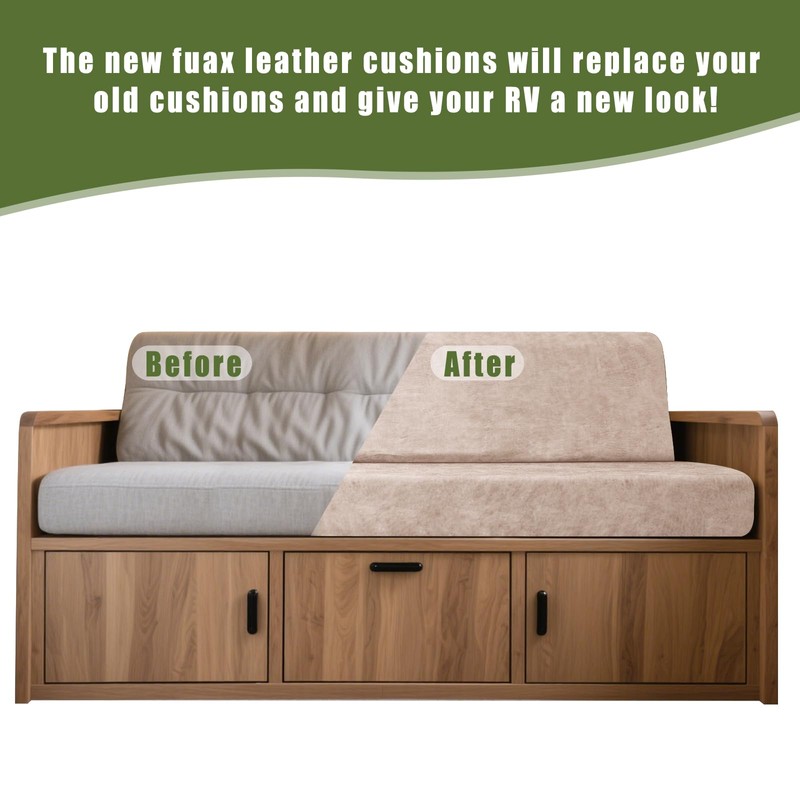 Oloepfo 4PCS Leather Look RV Dinette Cushion Covers, Stretchable Camper