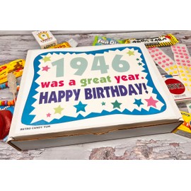 RETRO CANDY YUM ~ 1946 80th Birthday Gift Box of Nostalgic Retro Candy from Childhood for 80 Year Old Man or Woman Born 1946