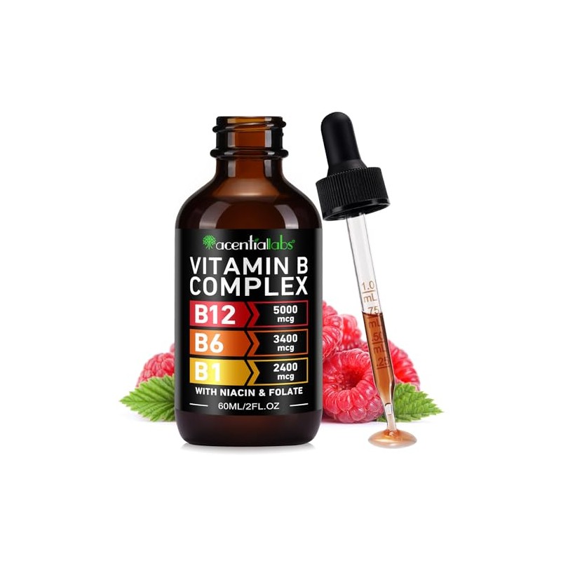 Vitamin B12 Liquid Drops with B12 5000mcg, B6, B1, Niacin