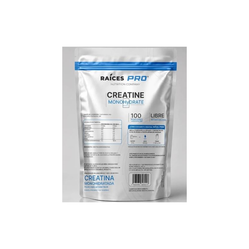 Creatina Monohidratada 500gr Raíces Pro 100 Servicios
