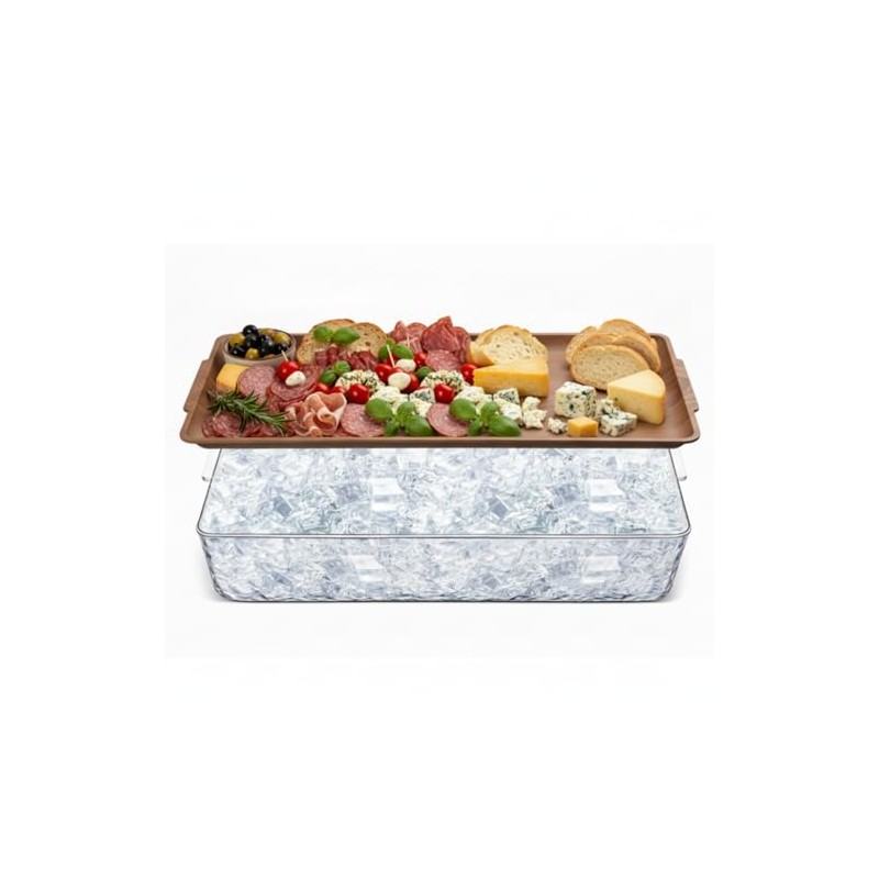 2 Set 16" x 9" Plastic Chilled Serving Tray for